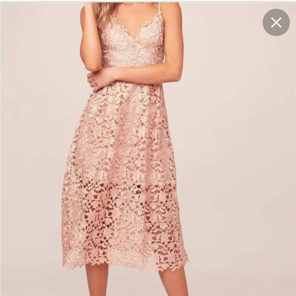 Stunning ASTR the label rose gold lace midi dress